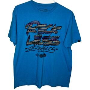 Young & Reckless Crew Neck T-Shirt Short Sleeve Graphic Tee Blue Mens Size Large